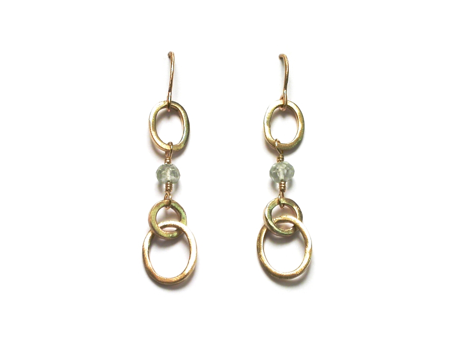 short gold link & green amethyst earrings   $210.00   item 07-158 