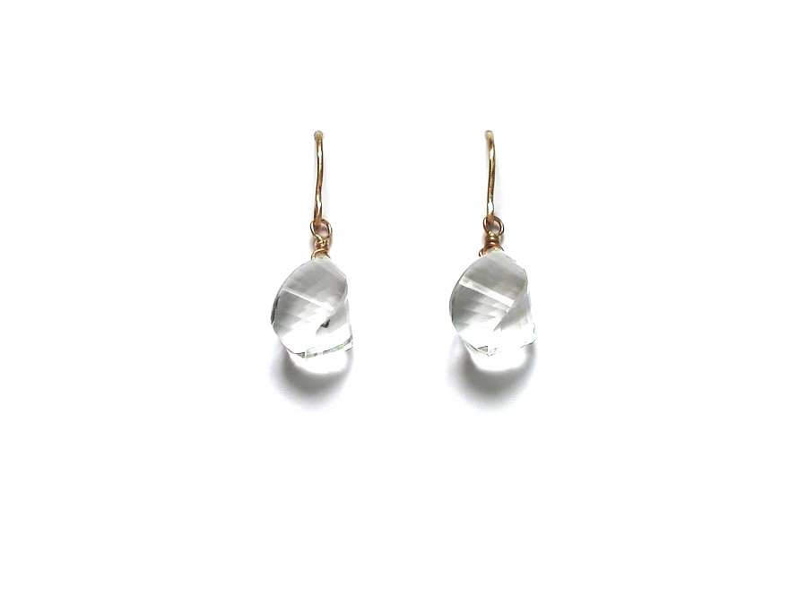 rock crystal spiral briolette on 14K gold-filled hooks   $50.00   item 07-162 