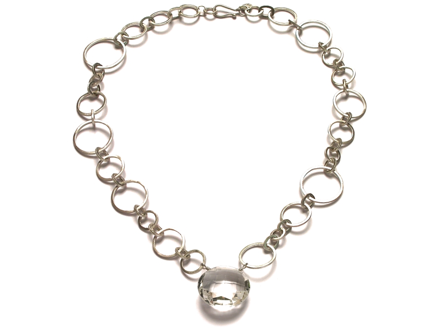 silver interlink & rock crystal neckpiece   $375.00   item 07-204 