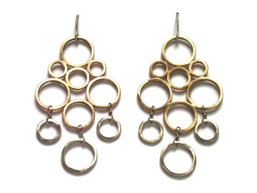 fancy gold & silver link earrings   $425.00   item 07-209 