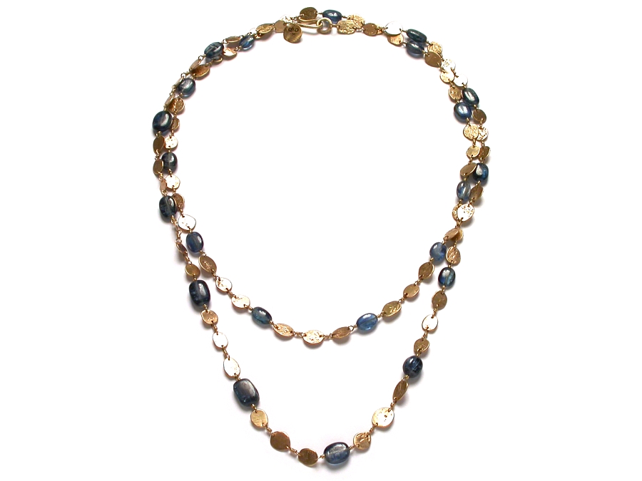 gold mini-disc & kyanite 42 inch neckpiece   $2,995.00   item 07-212 
