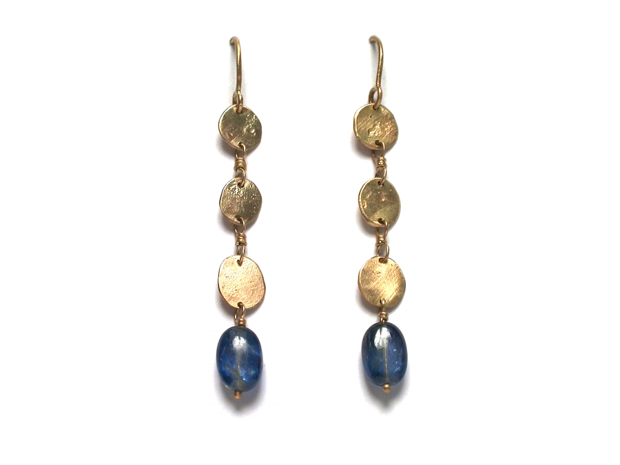 gold mini-disc & kyanite earrings   $120.00   item 07-213 