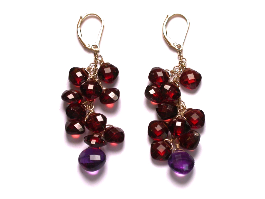 garnet & amethyst 'ascher cut' cluster earrings   $220.00   item 07-219 