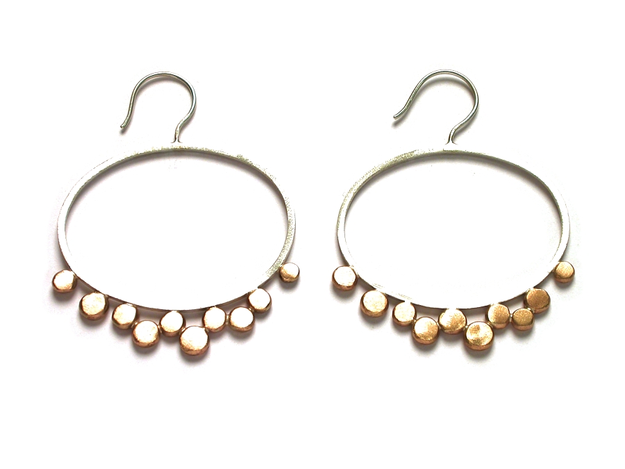 silver oval & gold dot 'cherry blossom' earrings   $375.00   item 07-221 