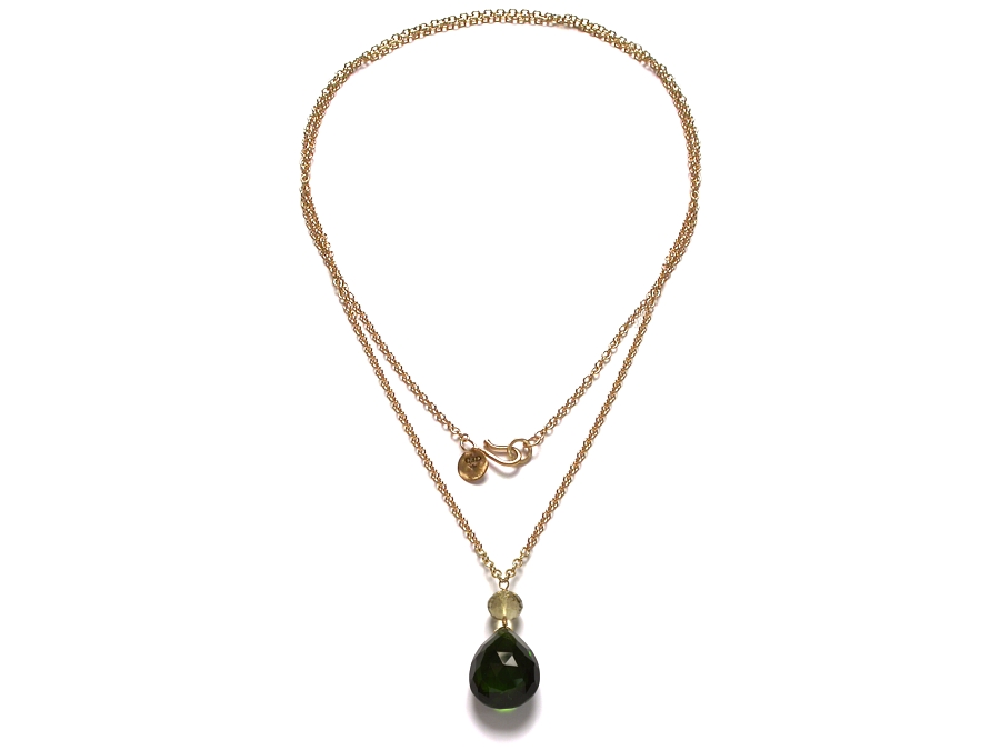 green hydrothermal quartz & lemon quartz 41 inch neckpiece   $240.00   item 07-230 
