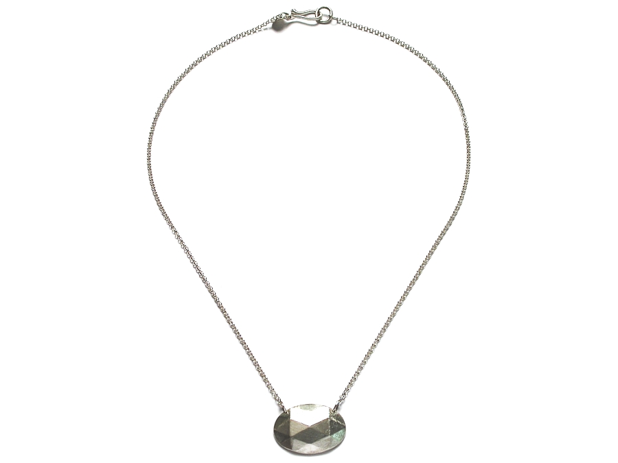 faceted silver oval 'gem' neckpiece   $180.00   item 07-231 