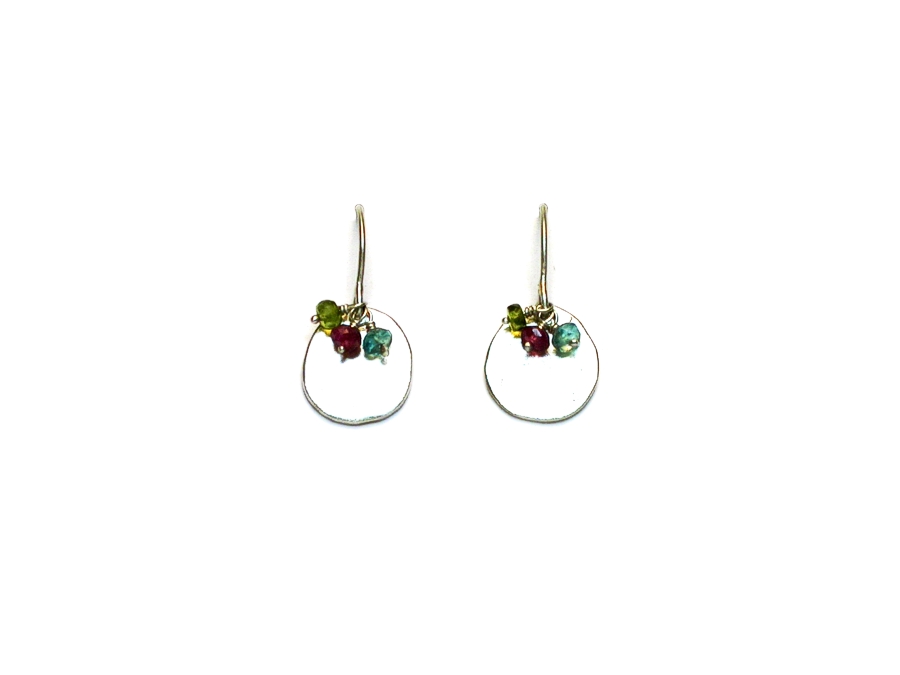 silver disc & 3-stone earrings   $50.00   item 09-107 