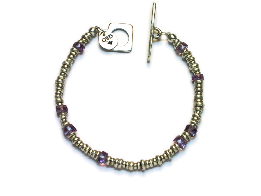 silver 'dot-heishi' & pink amethyst bracelet   $240.00   item 09-108 