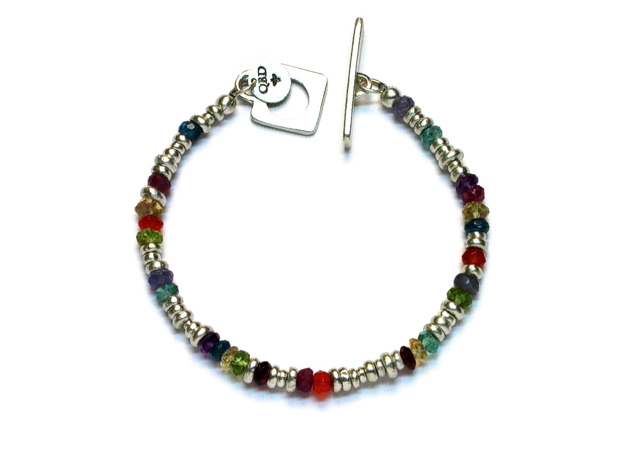 silver 'dot-heishi' & multicolour bracelet   $240.00   item 09-109 