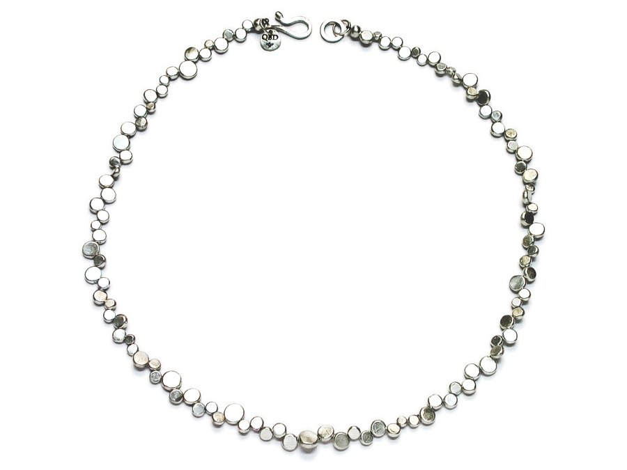 silver top-drilled dot neckpiece   $695.00   item 09-111 