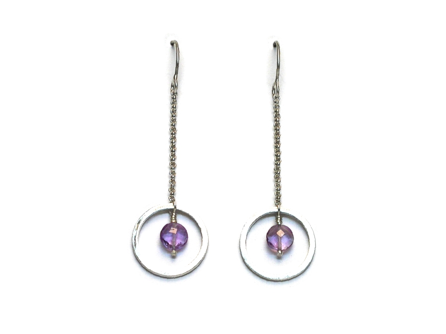 silver link, amethyst & chain earrings   $80.00   item 09-118 