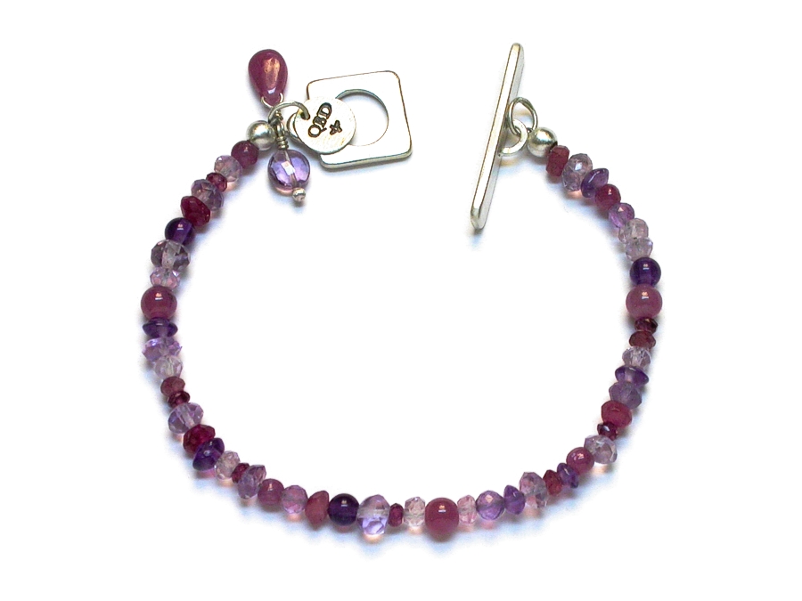 amethyst, pink sapphire & pink tourmaline rondelle bracelet   $140.00   item 09-127 