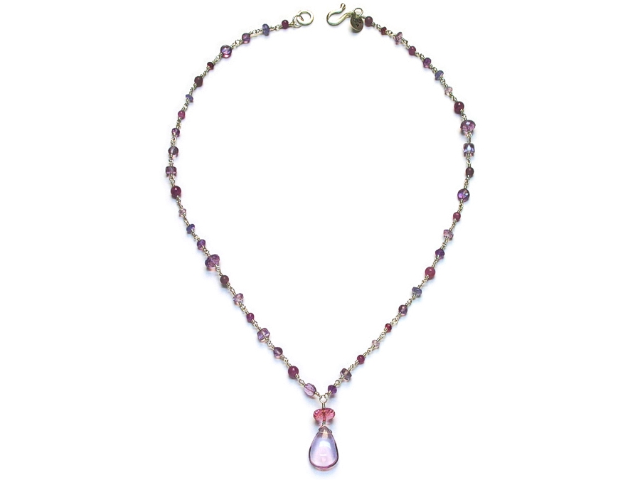 amethyst, tanzanite, pink sapphire & topaz 'Y' neckpiece   $220.00   item 09-129 