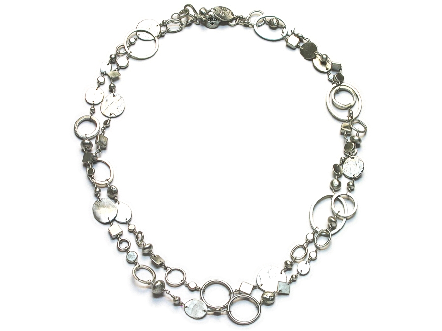 40 inch silver multi-shape neckpiece   $895.00   item 09-138 
