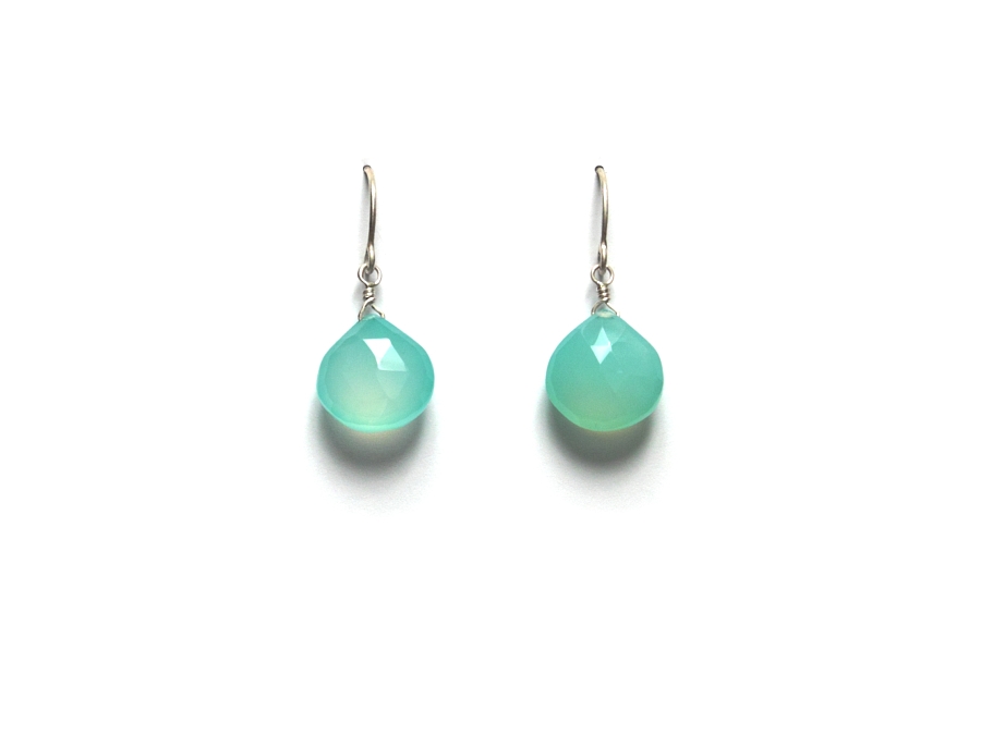 aqua chalcedony briolette earrings   $50.00   item 10-115 