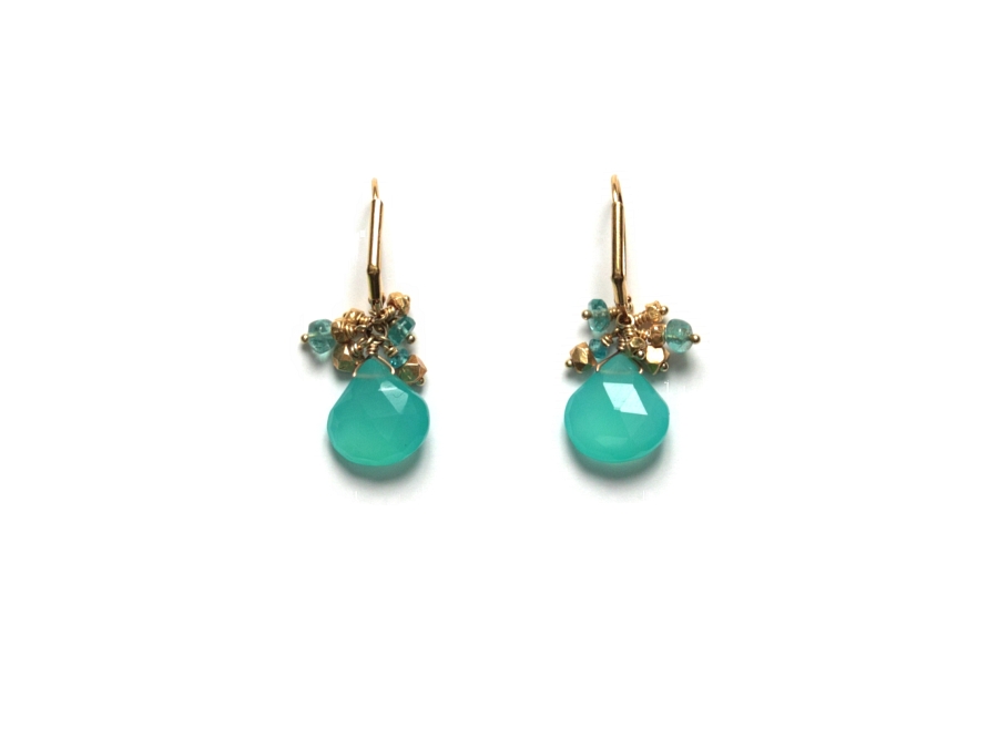vermeil, apatite & chalcedony cluster briolette earrings   $95.00   item 10-141 