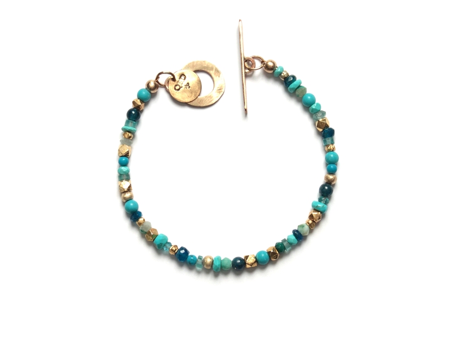 mixed blues, vermeil & 10k gold rondelle bracelet   $260.00   item 10-143 