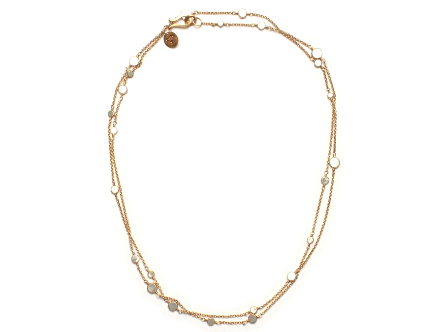 40 inch silver chain and dot neckpiece, gold plated   $395.00   item 10-147 