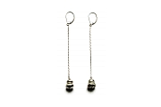 silver double nugget on chain earrings   $100.00   item 03-003 