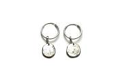 medium silver disc hoop earrings   $60.00   item 03-004 
