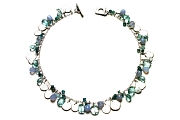mixed blues & silver disc charm neckpiece   $695.00   item 03-057 
