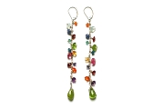 multicolour long dangle with peridot drop earrings   $140.00   item 04-008 