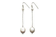 medium coin pearls on silver chain earrings   $65.00   item 04-052 