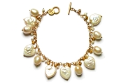 heart pearls & gold dangle bracelet   $250.00   item 04-058 
