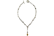 silver mini-disc Y neckpiece with gold disc pendant   $350.00   item 04-167 
