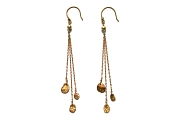 gold mini-disc triple chain earrings   $160.00   item 04-171 