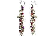 silver mini-disc, amethyst, pink tourmaline, garnet & iolite charm earrings   $260.00   item 04-173 