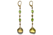 gold mini-nugget & peridot earrings with lemon quartz briolettes   $295.00   item 04-181 