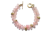 gold drop & rose quartz briolette bracelet   $395.00   item 04-410 