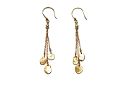 gold mini-disc triple short chain earrings   $160.00   item 04-411 