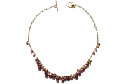 'reds & golds' garnet, ruby, pink touramline, pearl, spinel & gold vermeil cluster neckpiece   $360.00   item 04-417 