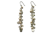 silver mini-disc & freshwater pearl charm earrings   $275.00   item 04-418 