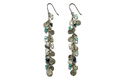 silver mini-disc, apatite & aquamarine charm earrings   $275.00   item 04-419 