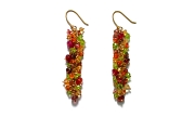 'citrus' peridot, citrine, spessertine garnet & pink tourmaline on gold extra long cluster earrings   $295.00   item 04-421 