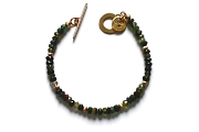 gold mini-nugget and green tourmaline bracelet   $250.00   item 04-461 