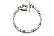 silver mini-nugget and rainbow moonstone bracelet   $120.00   item 04-462 