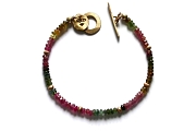 gold mini-nugget and mixed tourmaline bracelet   $250.00   item 04-470 