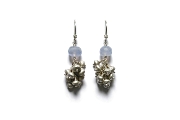 silver mini-nugget and blue chalcedony cluster earrings   $140.00   item 04-473 