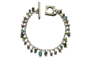 silver mini-nugget, tourmaline, peridot and apatite dangle bracelet   $150.00   item 04-480 