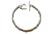 silver mini-nugget with gold mini-nugget line bracelet   $395.00   item 05-026 