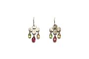 silver bloom & citrus (peridot, pink tourmaline & citrine) earrings   $195.00   item 05-049 