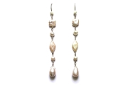 mixed pearl long drop earrings   $160.00   item 05-104 