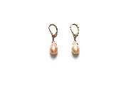 large peach pearl drop earrings   $65.00   item 05-113 