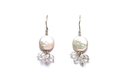 white coin pearl & faceted rock crystal earrings   $95.00   item 05-121 