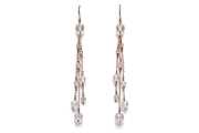 faceted rock crystal on gold cascade earrings   $260.00   item 05-123 