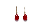 red jade smooth briolette earrings   $45.00   item 06-104 